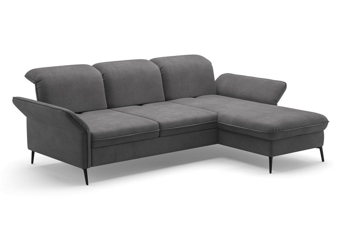 ECKSOFA in Flachgewebe Grau  - Schwarz/Grau, Konventionell, Textil/Metall (264/198cm) - Sit & More