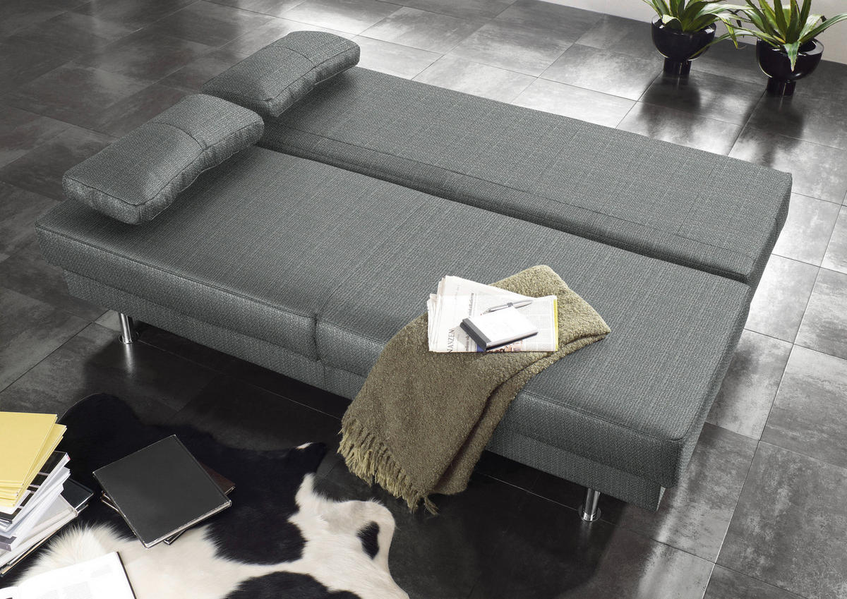 SCHLAFSOFA Grau  - Wengefarben/Grau, Design, Holz/Textil (203/94/100cm) - Novel