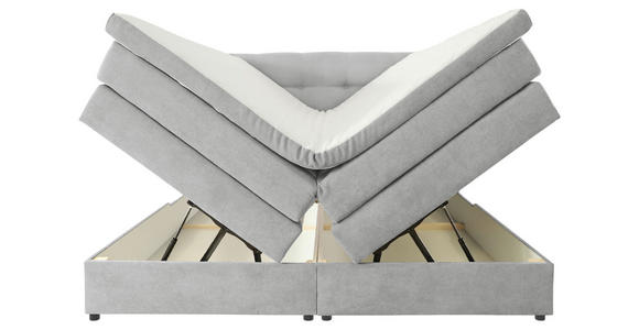 BOXSPRINGBETT 200/200 cm  in Hellgrau  - Hellgrau/Schwarz, KONVENTIONELL, Kunststoff/Textil (200/200cm) - Carryhome