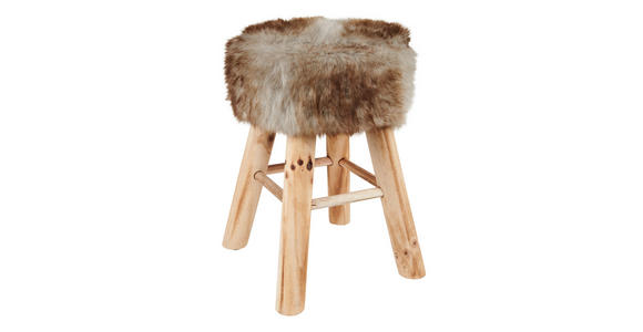 HOCKER in Holz, Textil, Holzwerkstoff Naturfarben, Weiß  - Naturfarben/Weiß, Natur, Holz/Holzwerkstoff (28/42cm) - Ambia Home