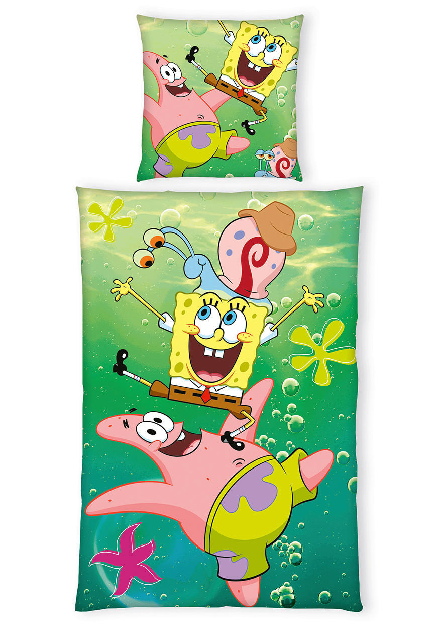 JUGENDBETTWÄSCHE SPONGEBOB Renforcé 135/200 cm  - Gelb/Rosa, Basics, Textil (135/200cm) - Herding