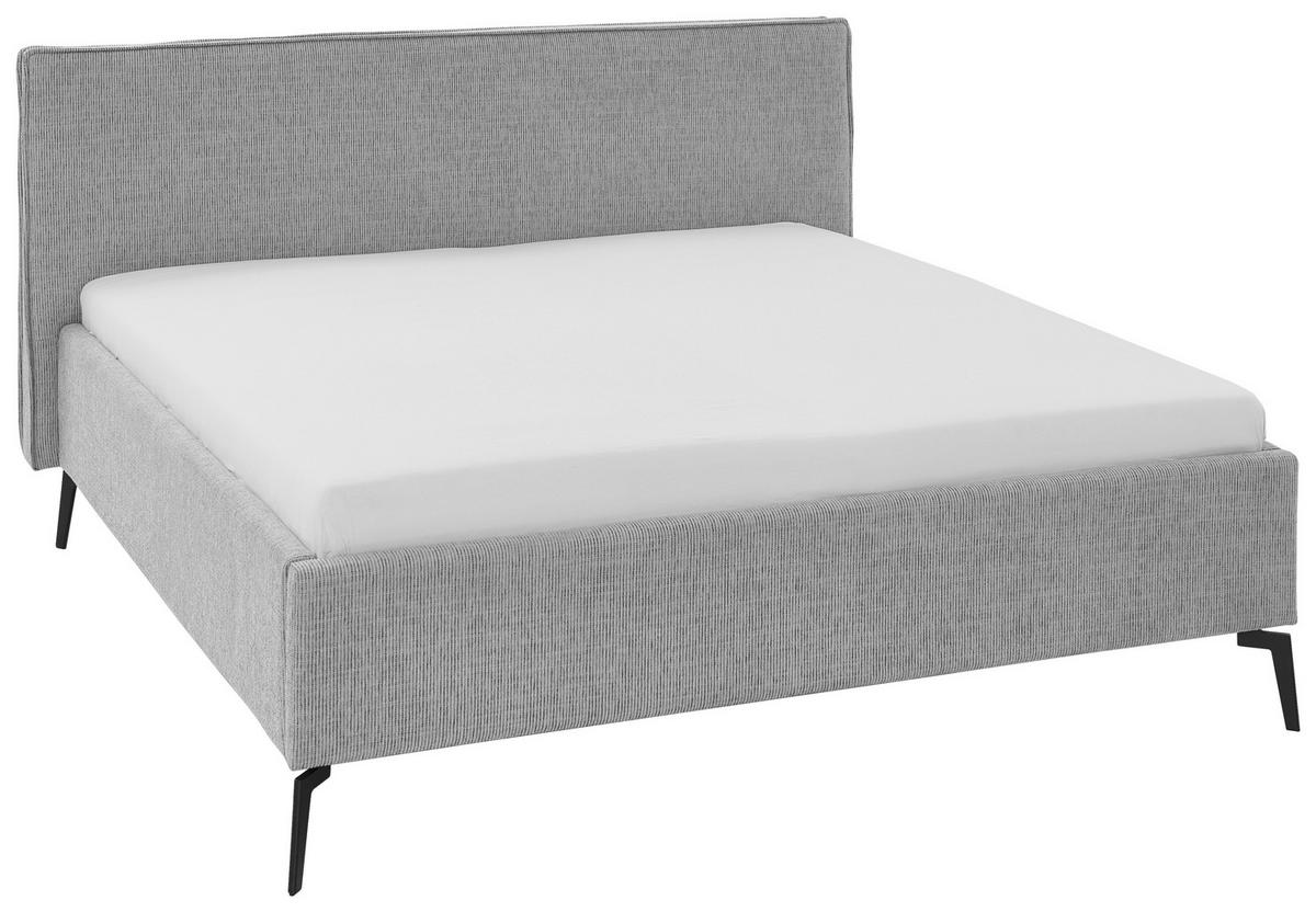 POLSTERBETT 160/200 cm  in Hellgrau  - Hellgrau/Schwarz, Design, Textil/Metall (160/200cm) - home24