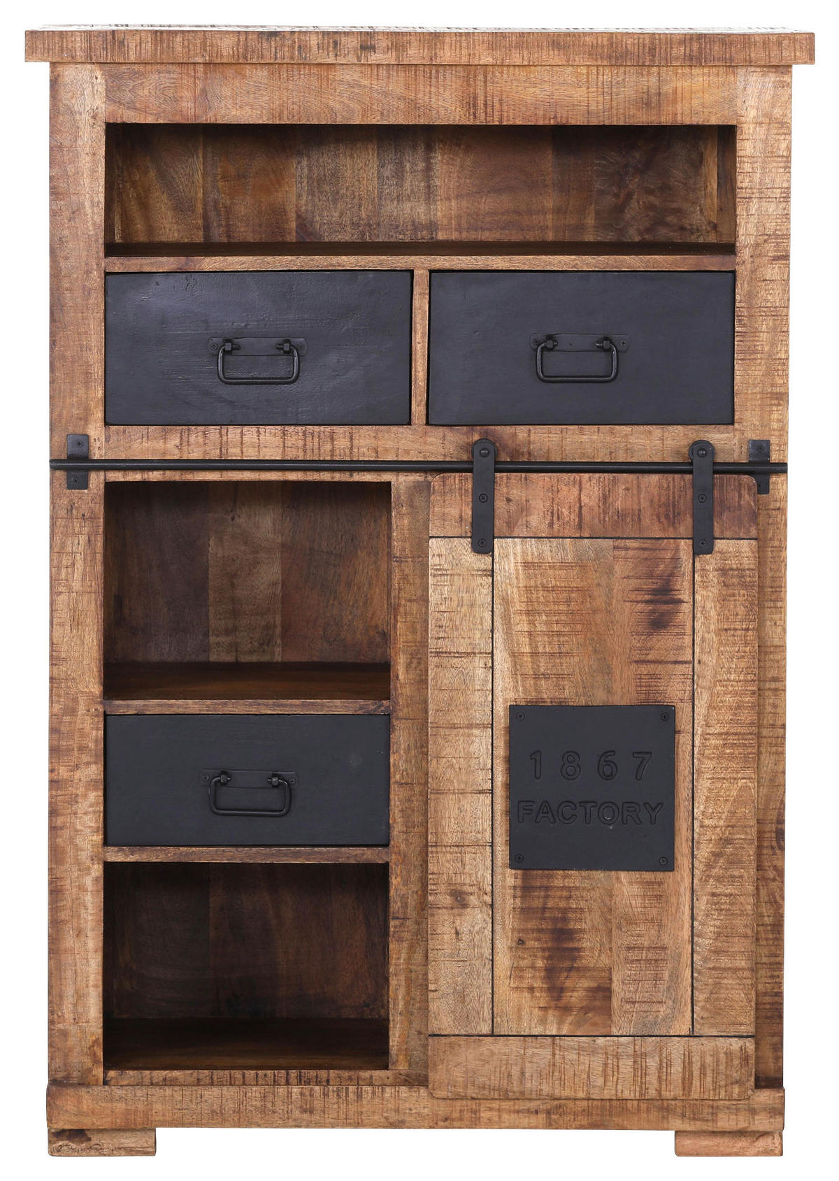 HIGHBOARD  in 90/130/45 cm  - Schwarz/Naturfarben, LIFESTYLE, Holz/Metall (90/130/45cm) - Landscape