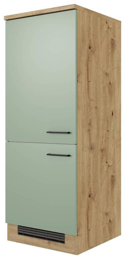 GERÄTEUMBAUSCHRANK 60/160,6/60 cm  in Grün, Eiche Artisan  - Schwarz/Eiche Artisan, KONVENTIONELL, Holzwerkstoff/Metall (60/160,6/60cm) - FlexWell