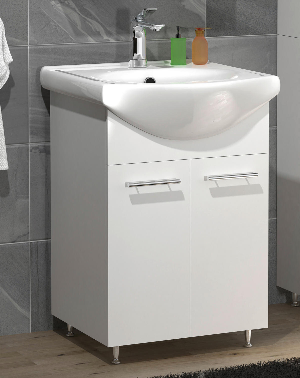 TVÄTTSTÄLL MED KOMMOD  - vit/silver, Modern, trämaterial/plast (50/81/42cm) - MID.YOU