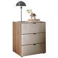 NACHTSCHRANK 50/59,2/43 cm  - Schieferfarben/Eiche Bianco, Basics, Glas/Holzwerkstoff (50/59,2/43cm) - Dieter Knoll