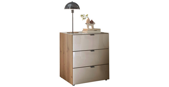 NACHTSCHRANK 50/59,2/43 cm  - Schieferfarben/Eiche Bianco, Basics, Glas/Holzwerkstoff (50/59,2/43cm) - Dieter Knoll