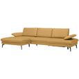 ECKSOFA in Echtleder Gelb  - Gelb/Schwarz, Design, Leder/Metall (157/325cm) - Dieter Knoll