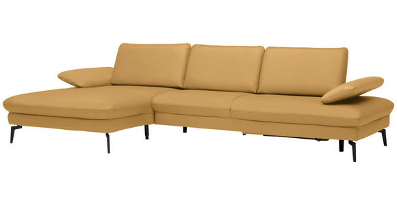 ECKSOFA in Echtleder Gelb  - Gelb/Schwarz, Design, Leder/Metall (157/325cm) - Dieter Knoll