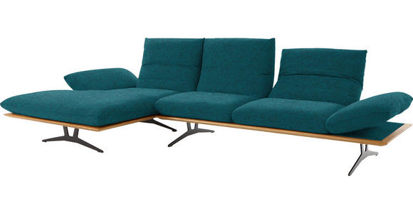 ECKSOFA in Flachgewebe Petrol  - Petrol/Schwarz, Design, Holz/Textil (159/314cm) - Dieter Knoll