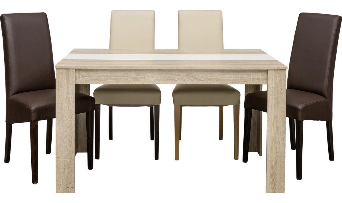 ÉTKEZŐASZTAL - Sonoma tölgy/fehér, Basics, faalapú anyag (135/75/80cm) - Carryhome