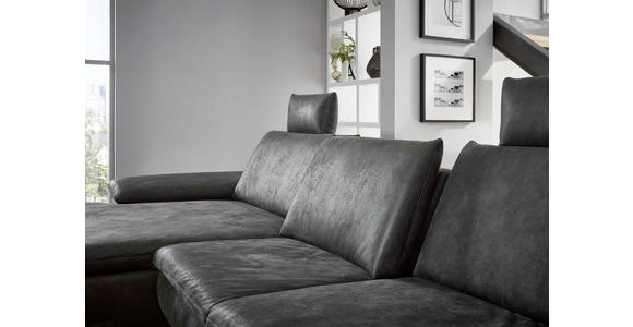 ECKSOFA Anthrazit Mikrofaser  - Anthrazit/Schwarz, Design, Textil/Metall (181/341cm) - Dieter Knoll