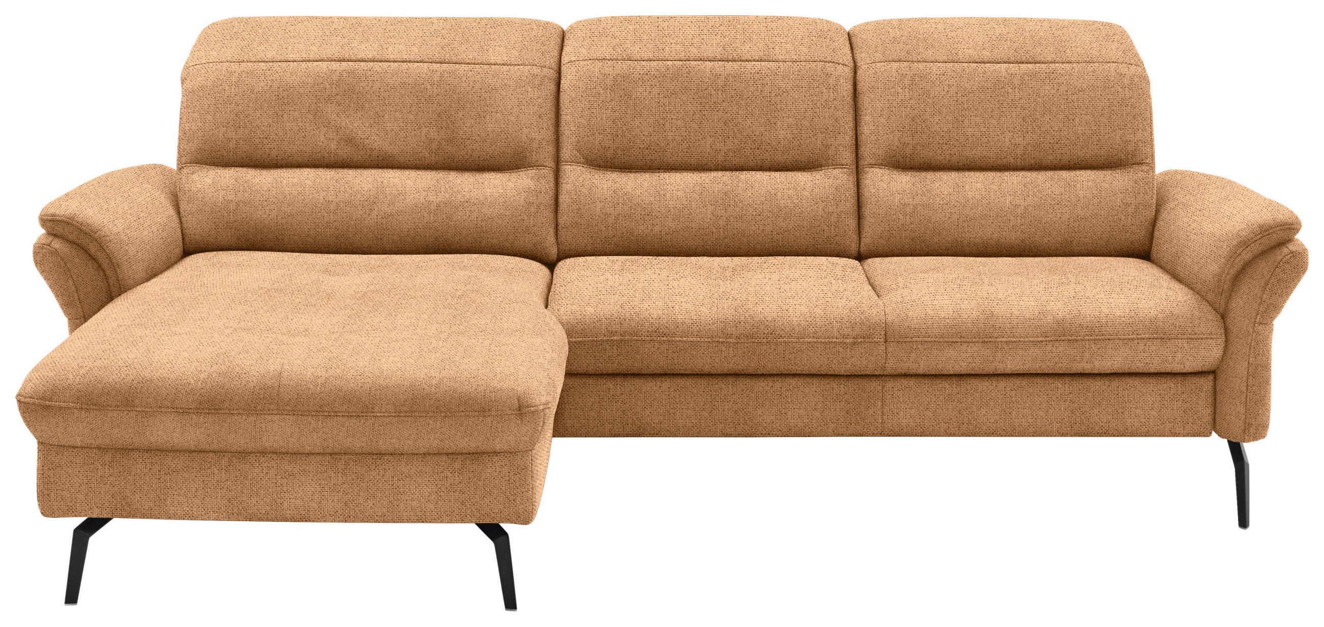 ECKSOFA in Flachgewebe Currygelb  181/260 cm  - Currygelb/Schwarz, KONVENTIONELL, Textil/Metall (181/260cm) - Beldomo Speed