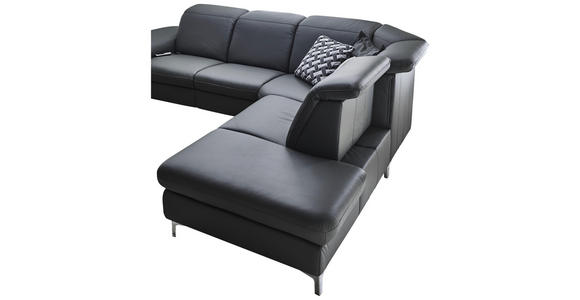 WOHNLANDSCHAFT in Leder Anthrazit - Chromfarben/Anthrazit, KONVENTIONELL, Leder/Metall (289/242cm) - Cantus