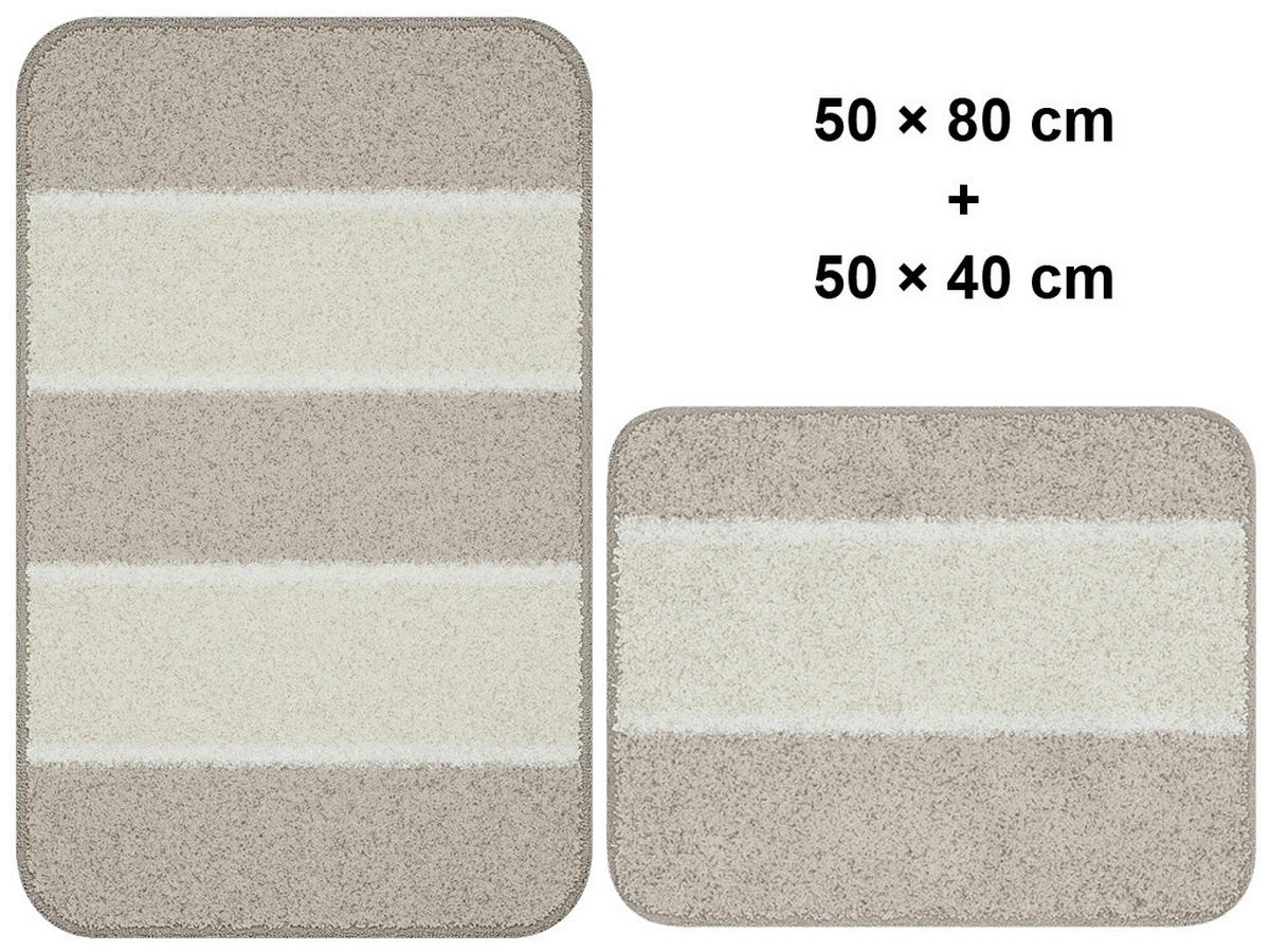 BADEMATTENSET Grund Beige 50x80/40x50 cm  - Beige, Basics, Kunststoff/Textil (50x80/40x50cm) - Grund
