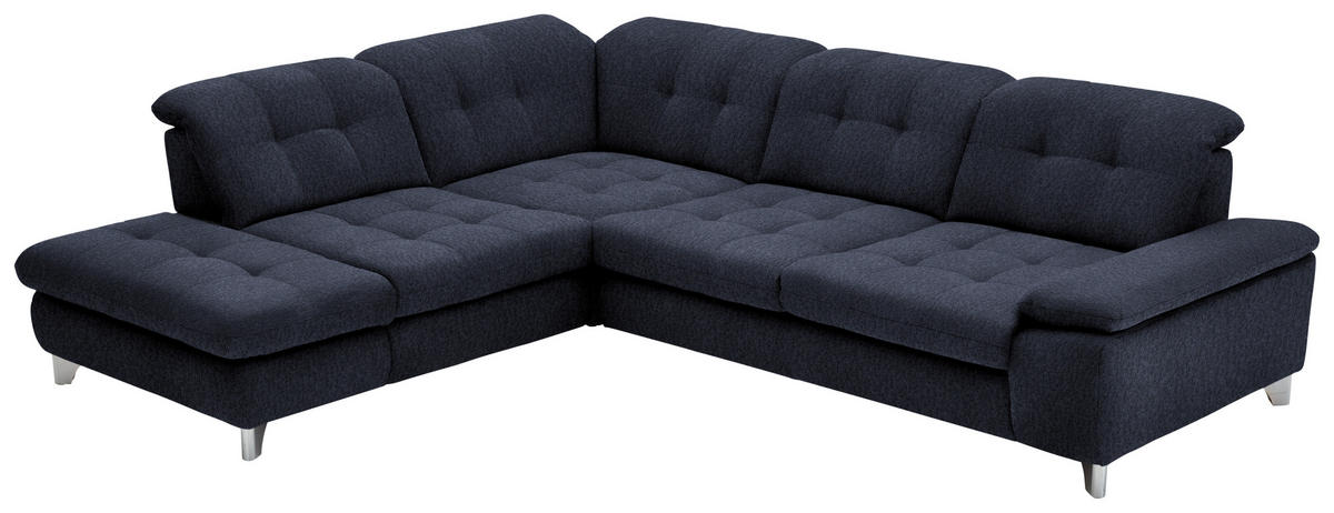 ECKSOFA in Chenille Dunkelblau  - Chromfarben/Dunkelblau, Design, Textil/Metall (260/310cm) - Beldomo Speed