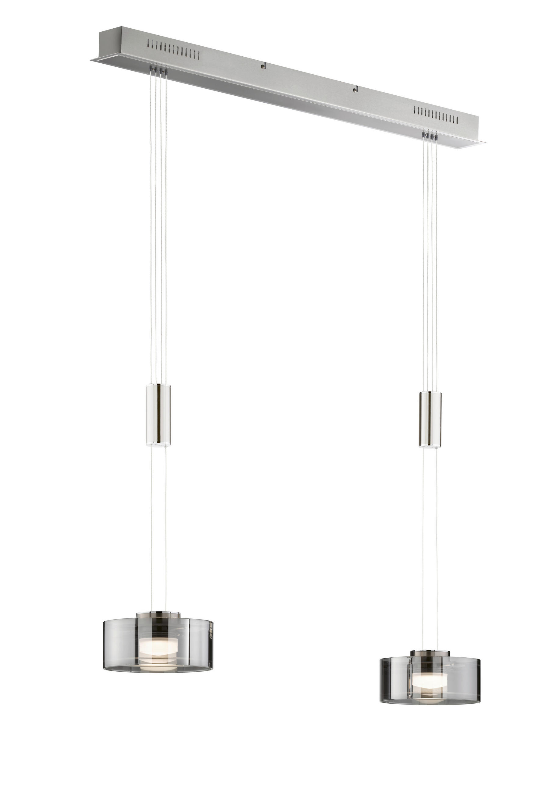 LED-HÄNGELEUCHTE 64/20/150 cm    - Nickelfarben, Design, Glas/Metall (64/20/150cm) - Fischer & Honsel