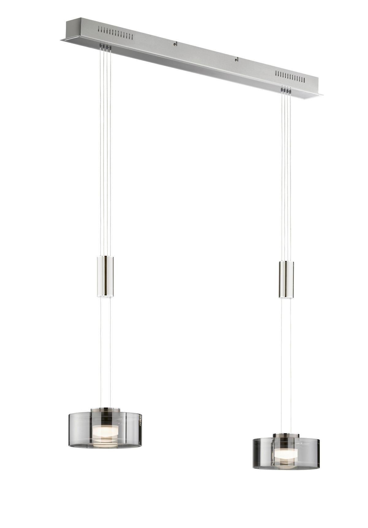 LED-HÄNGELEUCHTE 64/20/150 cm    - Nickelfarben, Design, Glas/Metall (64/20/150cm) - Fischer & Honsel