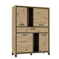 HIGHBOARD  in 120,4/161/41,5 cm  - Eichefarben/Schwarz, Basics, Glas/Holzwerkstoff (120,4/161/41,5cm) - Livetastic