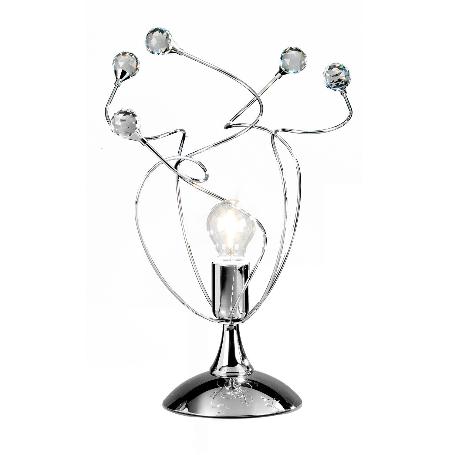 KRISTALL-TISCHLEUCHTE 30/45 cm   - Chromfarben, KONVENTIONELL, Glas/Metall (30/45cm)