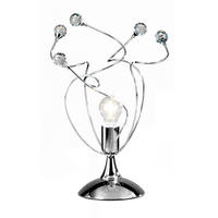 KRISTALL-TISCHLEUCHTE Modern, Landhaus, Industrial 30/45 cm    - Chromfarben, KONVENTIONELL, Glas/Metall (30/45cm)