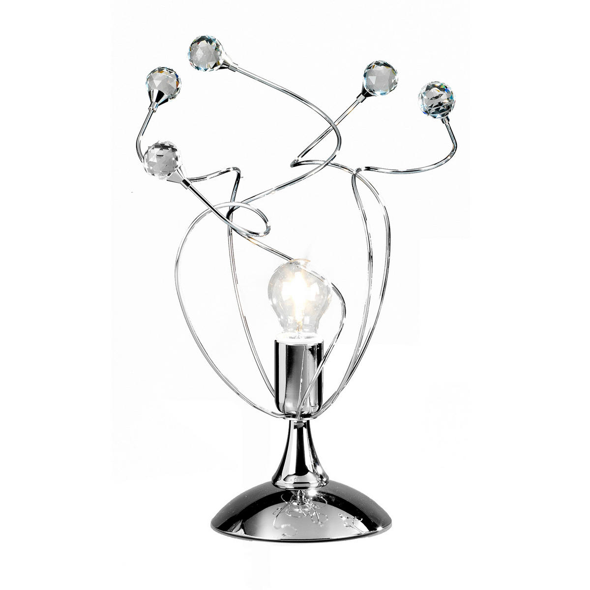 KRISTALL-TISCHLEUCHTE Modern, Landhaus, Industrial 30/45 cm    - Chromfarben, KONVENTIONELL, Glas/Metall (30/45cm)