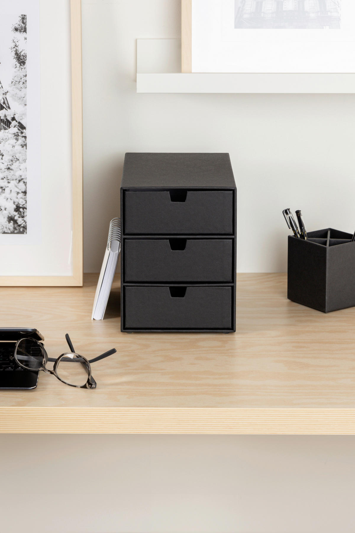 SCHUBLADENBOX    25/16/20.5 cm  - Schwarz, Basics, Karton/Papier (25/16/20.5cm)