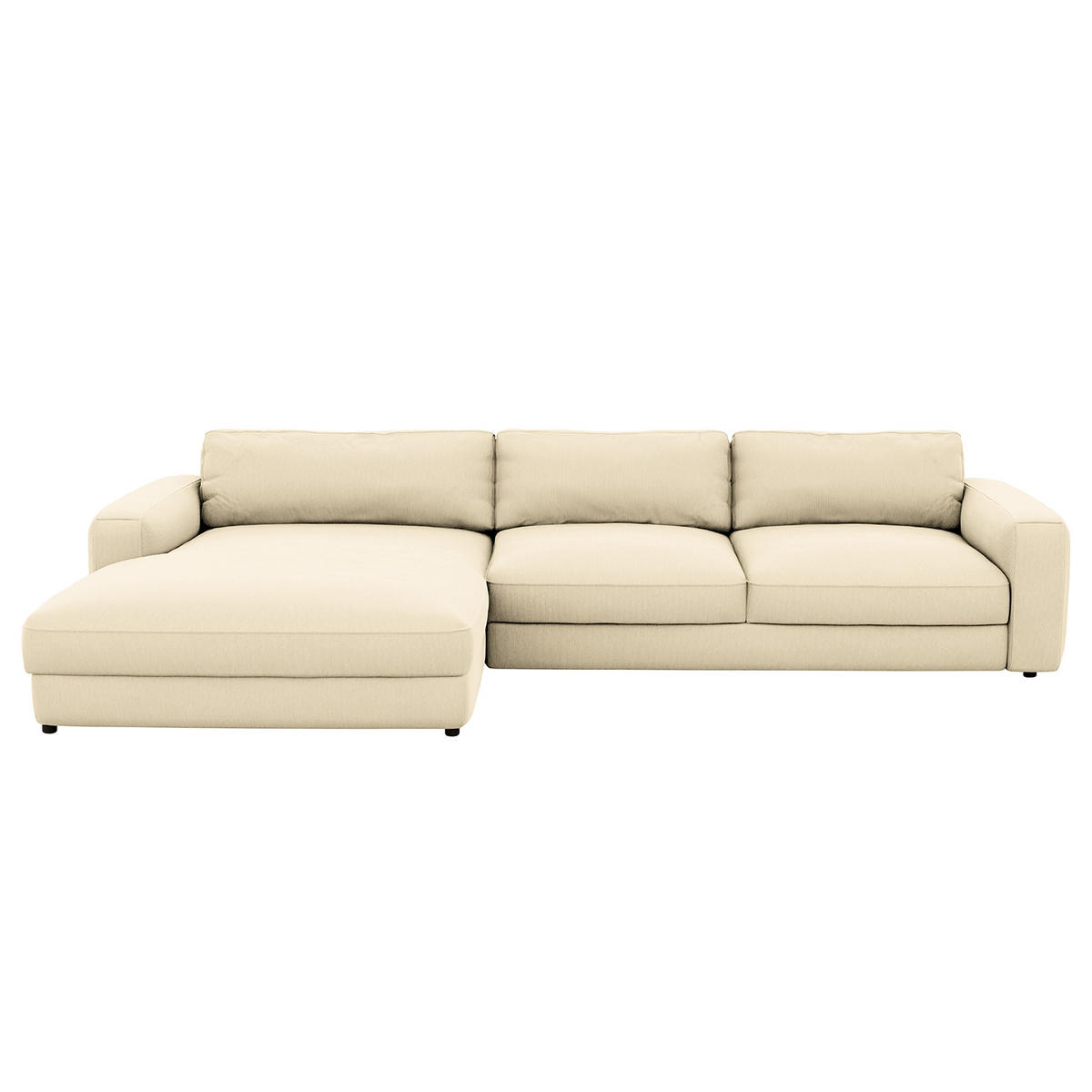 ECKSOFA in Cord Creme  - Creme/Schwarz, MODERN, Textil (176/84/303cm) - Trendmanufaktur