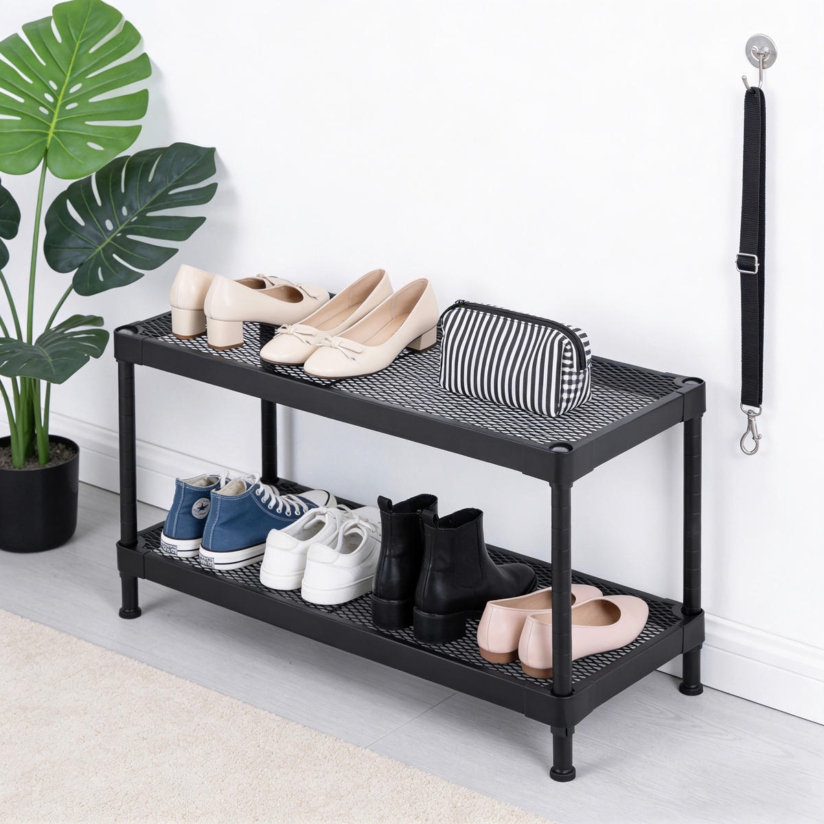 SCHUHREGAL Schwarz  - Schwarz, Design, Kunststoff/Metall (75/40/32cm) - MID.YOU