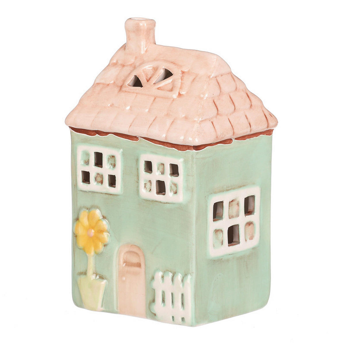 DEKORAČNÍ DŮM - zelená, Basics, keramika (9/7/15cm)