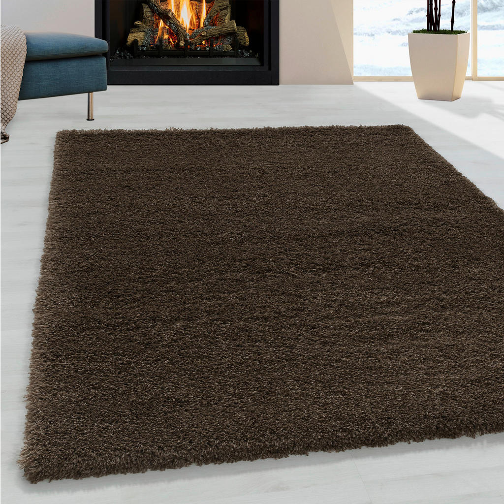 Thumbnail - Xxxl Hochflorteppich Fluffy 3500 Braun, Braun, Textil, Uni, rechteckig, 200x290 cm, Oeko-Tex® Standard 100, für Fußboden...