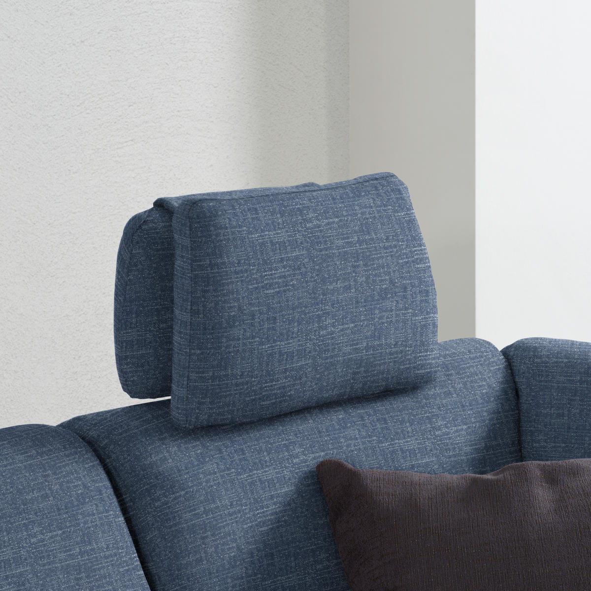 ECKSOFA in Chenille Blau  226/208 cm  - Blau/Schwarz, KONVENTIONELL, Textil (226/208cm) - Sedda