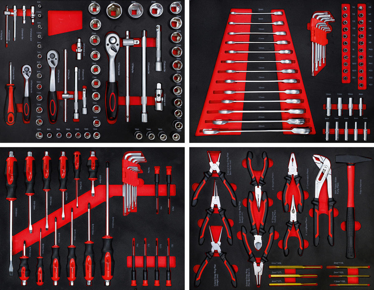 Werkstattwagen  - Rot/Schwarz, Basics (76/89,5/46cm)