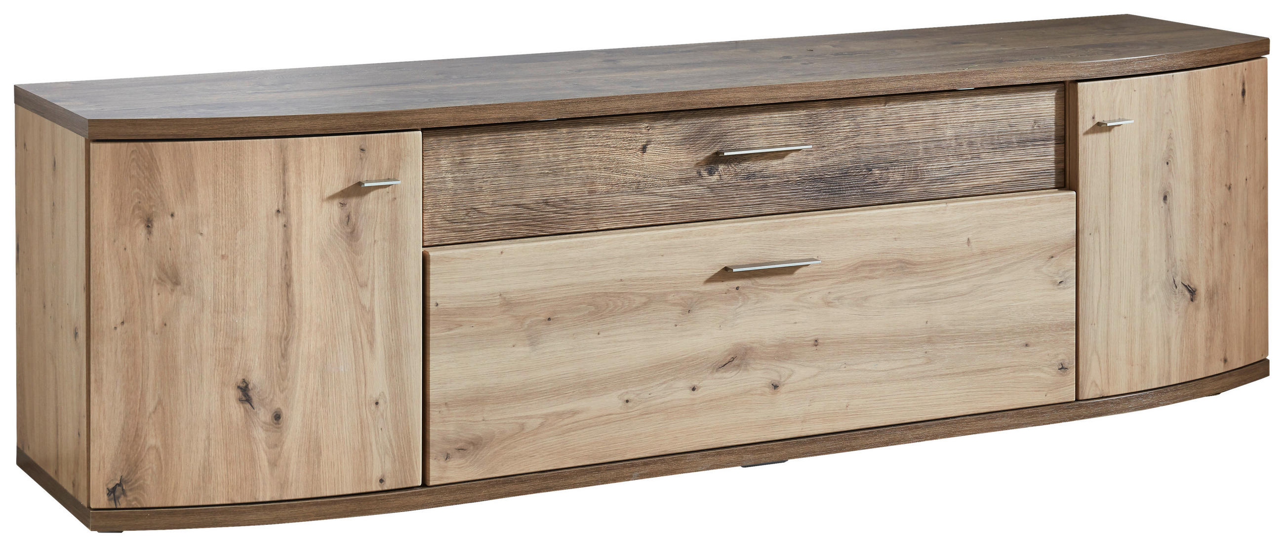 LOWBOARD  in 200/57,4/50 cm  - Eichefarben/Alufarben, Design, Holzwerkstoff/Metall (200/57,4/50cm) - Xora