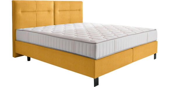 BOXSPRINGBETT 200/220 cm  in Dunkelgelb  - Dunkelgelb/Schwarz, KONVENTIONELL, Textil/Metall (200/220cm) - Esposa