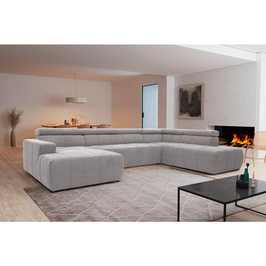 Thumbnail - Mid.you Wohnlandschaft, Silber, Textil, Uni, 5-Sitzer, U-Form, 359x228 cm, Made in EU, FSC Mix, Rücken echt, Wohnzimmer,...