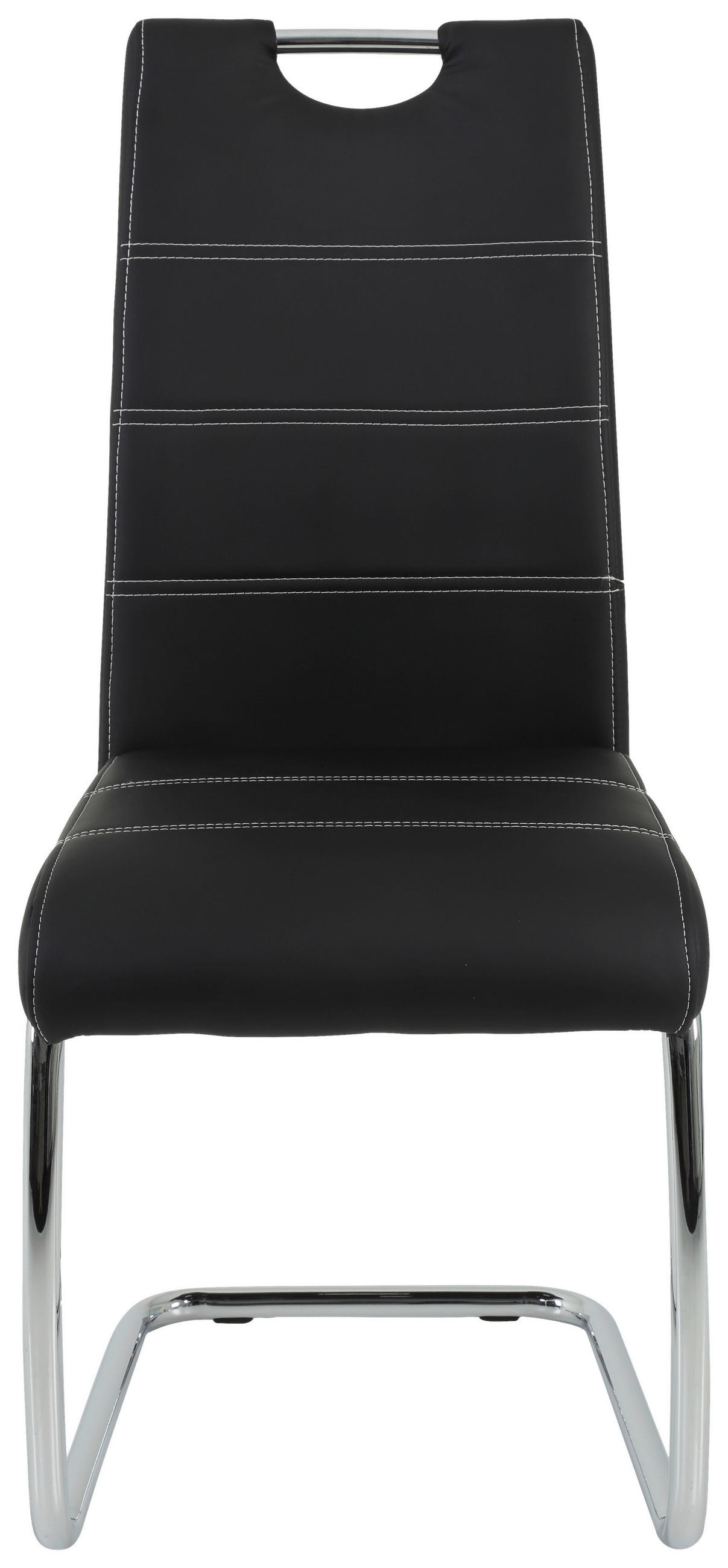 SCHWINGSTUHL  in Lederlook  - Chromfarben/Schwarz, Design, Textil/Metall (43/98/59cm) - Carryhome