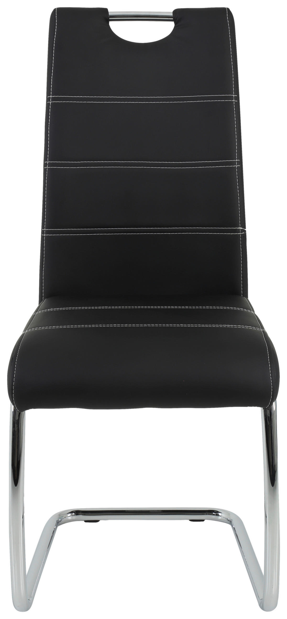 SCHWINGSTUHL  in Lederlook  - Chromfarben/Schwarz, Design, Textil/Metall (43/98/59cm) - Carryhome