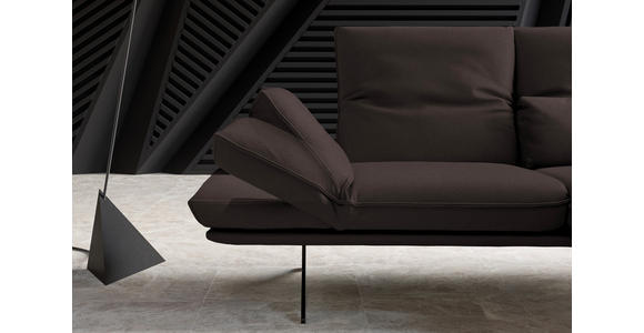 ECKSOFA in Echtleder Braun  - Schwarz/Braun, Design, Leder/Metall (210/130cm) - Dieter Knoll