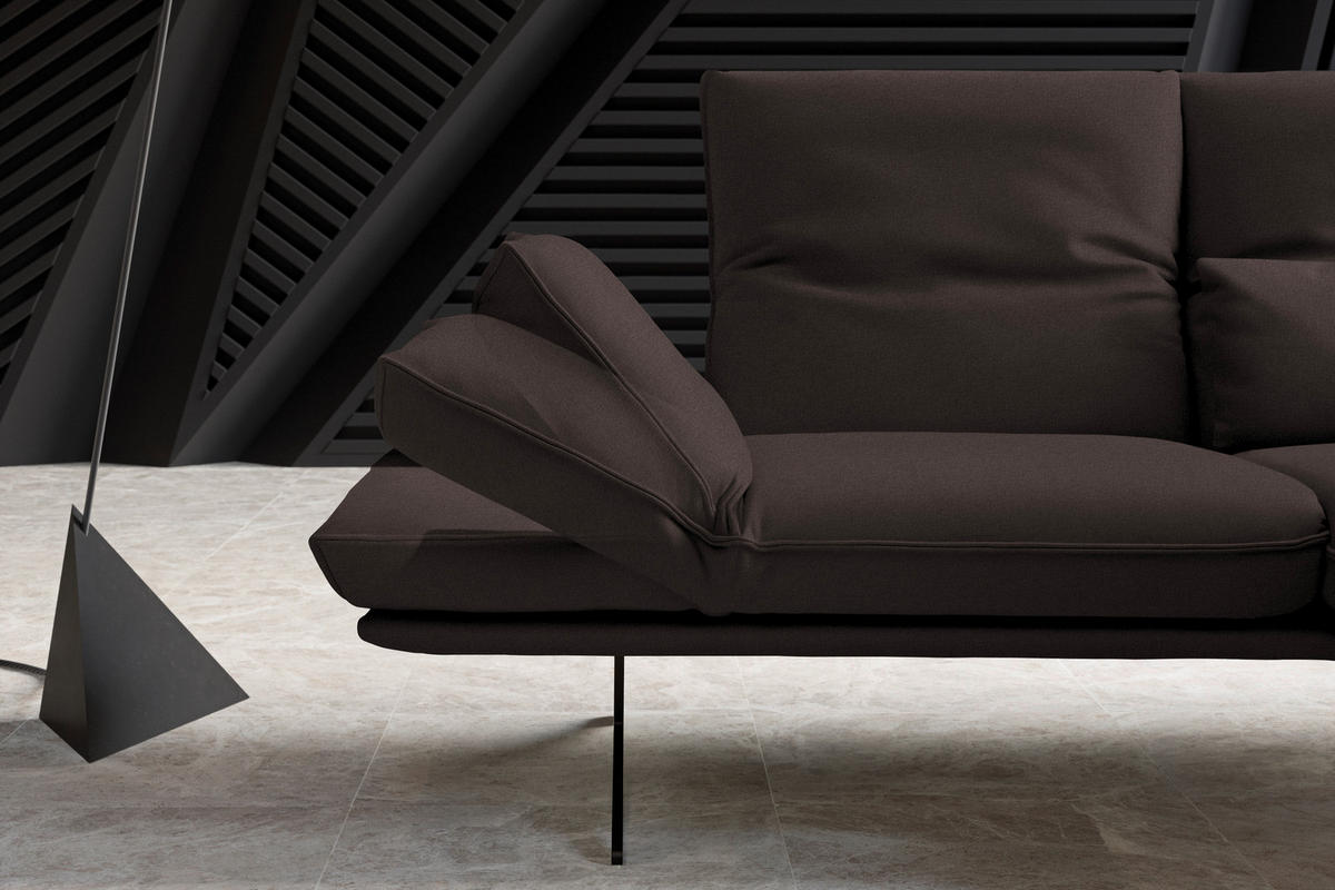 ECKSOFA in Echtleder Braun  - Schwarz/Braun, Design, Leder/Metall (210/130cm) - Dieter Knoll