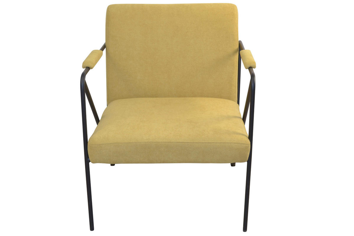 SESSEL Webstoff, Flachgewebe Gelb, Senfgelb    - Gelb/Senfgelb, Design, Textil/Metall (76/64/77cm) - MID.YOU