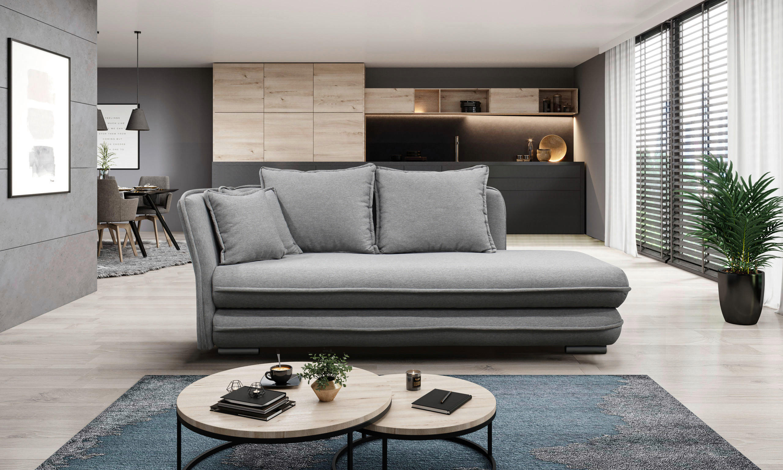 LIEGE Flachgewebe Grau  - Silberfarben/Grau, Design, Kunststoff/Textil (107/84/99/224cm) - MID.YOU