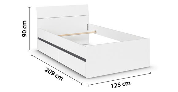 BETT 120/200 cm  in Grau, Weiß  - Weiß/Grau, Trend, Holzwerkstoff (120/200cm) - Xora