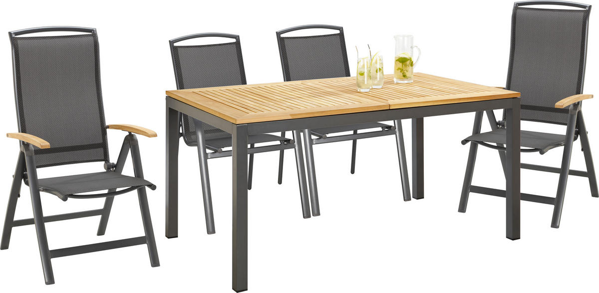 GARTENTISCH 150-210/90/74 cm Holz, Metall rechteckig  - Anthrazit/Naturfarben, Basics, Holz/Metall (150-210/90/74cm) - Ambia Garden