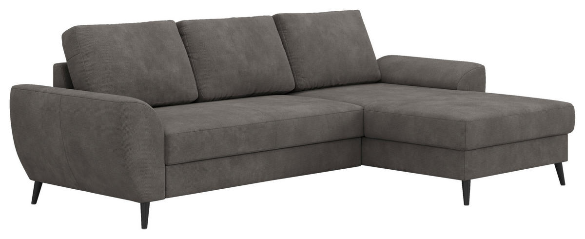 ECKSOFA Chenille Grau  - Schwarz/Grau, Trend, Textil/Metall (255/154cm) - MID.YOU