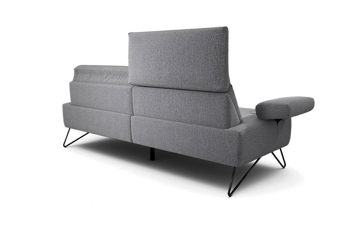 2,5-SITZER in Chenille Anthrazit  - Anthrazit/Schwarz, Design, Textil/Metall (204-234/85/86-94cm) - SENSOO