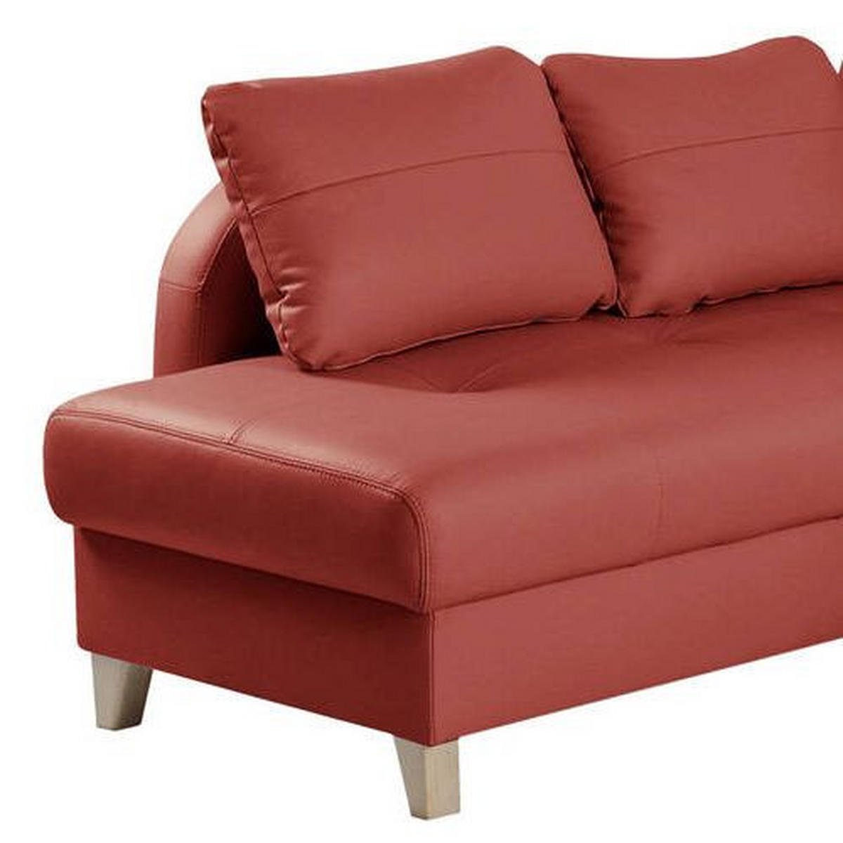 ECKSOFA Rot Echtleder Lederlook  - Buchefarben/Rot, Design, Leder/Holz (168/227cm) - Livetastic