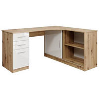 ECKSCHREIBTISCH 150/120/75 cm  in Weiß, Eichefarben  - Eichefarben/Alufarben, KONVENTIONELL, Holzwerkstoff/Kunststoff (150/120/75cm) - Venda