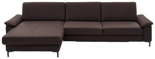 ECKSOFA in Echtleder Dunkelbraun  - Dunkelbraun/Schwarz, Design, Leder/Metall (176/334cm) - Dieter Knoll