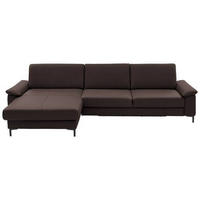 ECKSOFA in Echtleder Dunkelbraun  - Dunkelbraun/Schwarz, Design, Leder/Metall (176/334cm) - Dieter Knoll